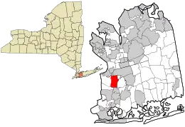 Location in Nassau County and the state of New York.