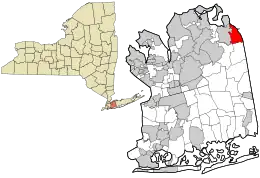 Location in Nassau County and the state of New York.