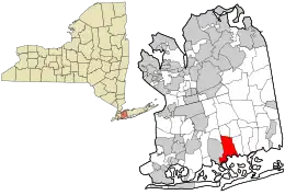 Location in Nassau County and the state of New York.