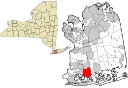 Location in Nassau County and the state of New York.