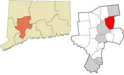 Wolcott's location within the Naugatuck Valley Planning Region and the state of Connecticut