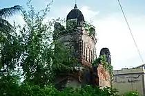 Krishnabatipara, Indas, Nava ratna Damodara temple, built in 1796 with terracotta façade, partially damaged