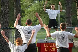 Young Marines from the Young Marine program aboard Marine Corps Air Station New River conduct their daily physical training regimen.