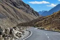 Newly-surfaced road below Zanskar Sumdo