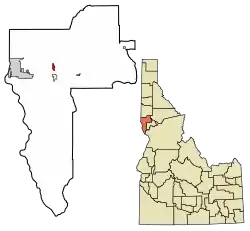 Location of Lapwai in Nez Perce County, Idaho.