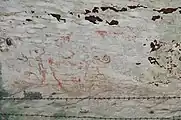 Boats and human figures in a cave painting in the Niah National Park of Sarawak, Malaysia; an example of the Austronesian Painting Traditions (APT)