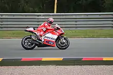 Nicky Hayden on his Ducati Desmosedici GP13, qualifying for the 2013 German Grand Prix.