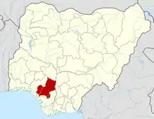 Auchi is in Edo State which is shown here in red.