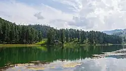 A view of the blue waters of Nilnag Lake