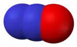 Space-filling model of nitrous oxide