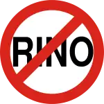 The word "RINO" inside a circle, with a red slash indicating negation