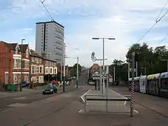 The tram stop looking north