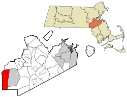 Location in Norfolk County in Massachusetts