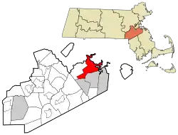 Location of Quincy in Norfolk County, Massachusetts