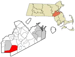 Location in Norfolk County in Massachusetts