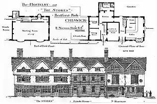 Norman Shaw's plan for Bedford Park Stores and Hostelry, 1880