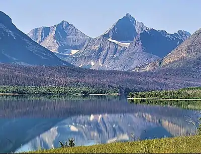 Norris Mountain (left) and Split Mountain (right) from Saint Mary Lake