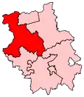 A medium-to-large constituency, stretching from the centre of the county to the northwest.