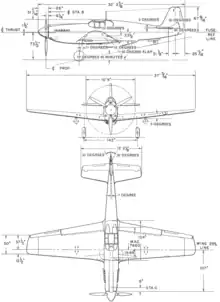 3-view line drawing of the North American A-36A Mustang