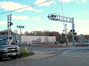 A railroad crossing in Abington, Massachusetts, US