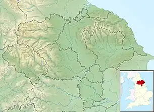 Relief map of North Yorkshire showing location of reservoir