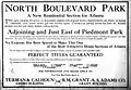 1916 ad for North Boulevard Park