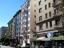 North side of Sutter Street between Hyde and Leavenworth (2012), Lower Nob Hill Apartment Hotel District, San Francisco