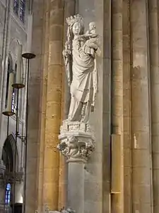 Virgin of Paris, 14th century. The Statue of Virgin and Child inside Notre-Dame de Paris