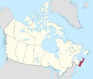 Map of Canada with Nova Scotia highlighted in red