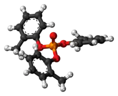 Ball-and-stick model of the tri-ORTHO-cresyl phosphate molecule