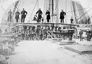 Officers and crew of HMS Sutlej. 1866-1869.