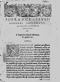 First page of De Divina Facultate Astrorum