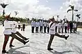 A wreath laying team led by unit commander José Luis Peraza López at the José Martí Memorial.