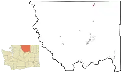 Projection of Okanogan County with Oroville in red