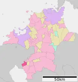 Location of Ōkawa in Fukuoka Prefecture