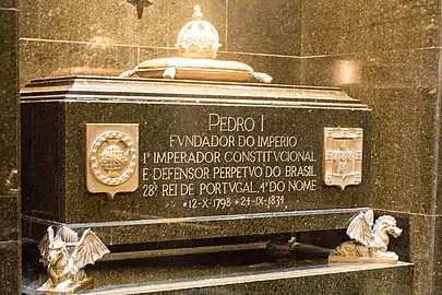 (On the right) Portuguese coat of arms on the tomb of Emperor Pedro I at São Paulo, Brazil