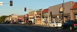 Several blocks of one- and two-story storefronts