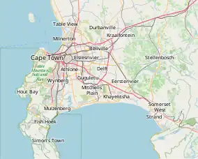 Map showing the location of Tygerberg Nature Reserve