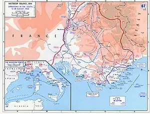 Tactical map of Operation Dragoon