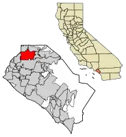 Location of Fullerton in Orange County, California