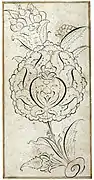 Ornamental drawing of a palmette, from an album (muraqqa) in Topkapı Palace Library, H. 2147 f. 23v