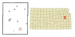 Location within Osage County and Kansas