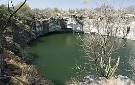 The Otjikoto Lake in Namibia is a permanent karst lake