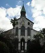 A Catholic cathedral made of wood in Japan.