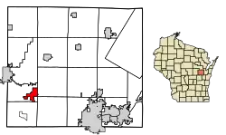 Location of Hortonville in Outagamie County, Wisconsin.