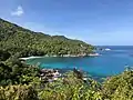 An overlook of Anse Major from a nearby hill on the trail from Bel Ombre