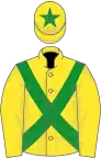 Yellow, green cross-belts and star on cap