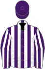 Purple and white stripes, purple cap