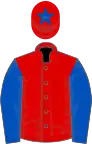 RED, royal blue sleeves, red cap, royal blue star