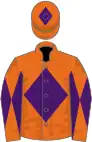 Orange, purple diamond, diabolo on sleeves and diamond on cap